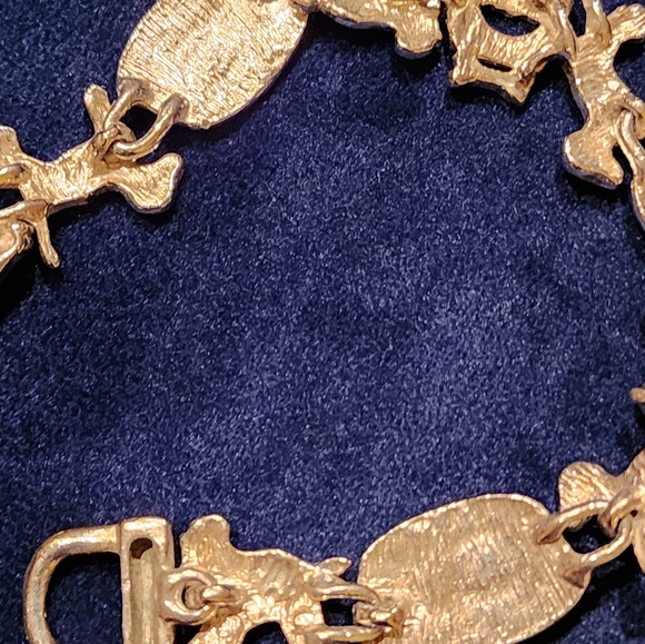 Vintage Gold and Red Enamel Charm Bracelet - Picture 7 of 7